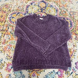 Purple velvet knit sweater, size medium
